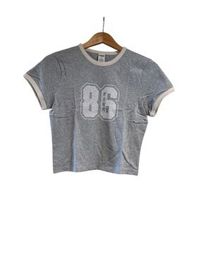 Pink Retro Tee “86” Heather Grey Juniors M NWT